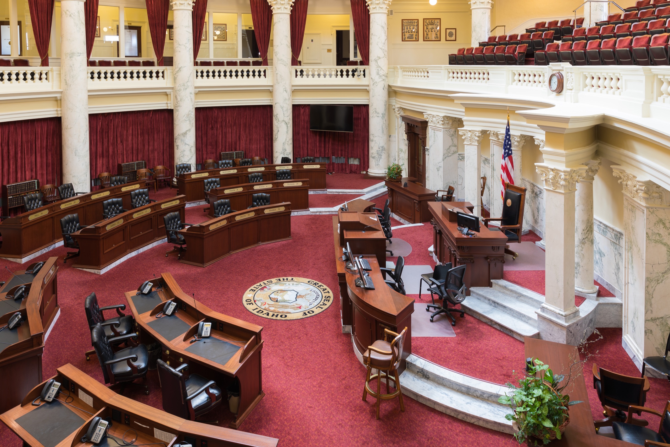 Interior of the Idaho State Senate chamber